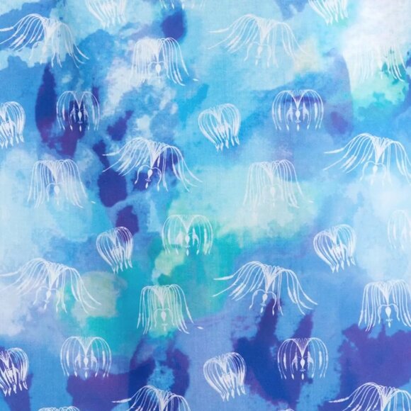 🌊 Disney Avatar Way of Water Cropped Button Down — Blue Jellyfish Print (XS, NW - Picture 8 of 16